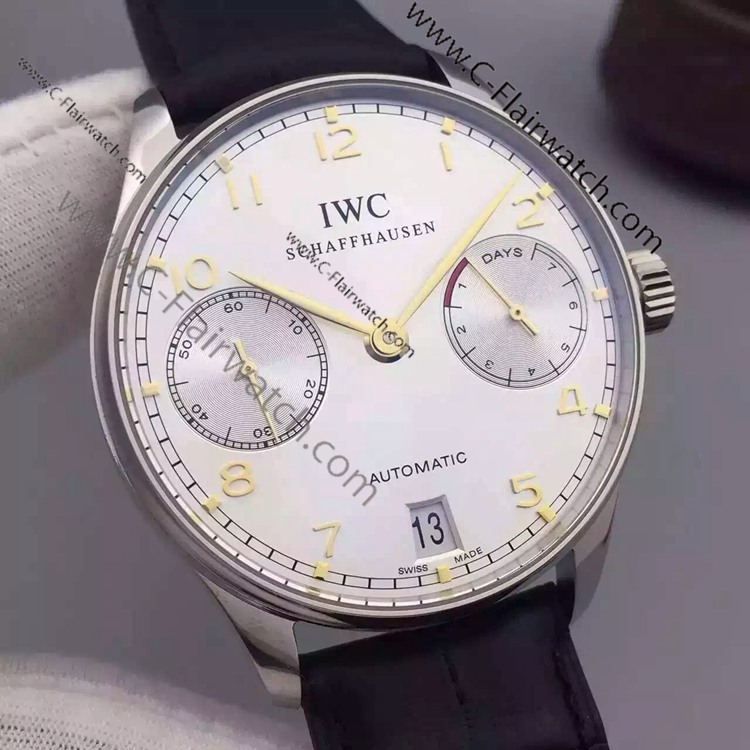 Swiss IWC Portuguese 7 days Cal.51011 Watch White&Gold